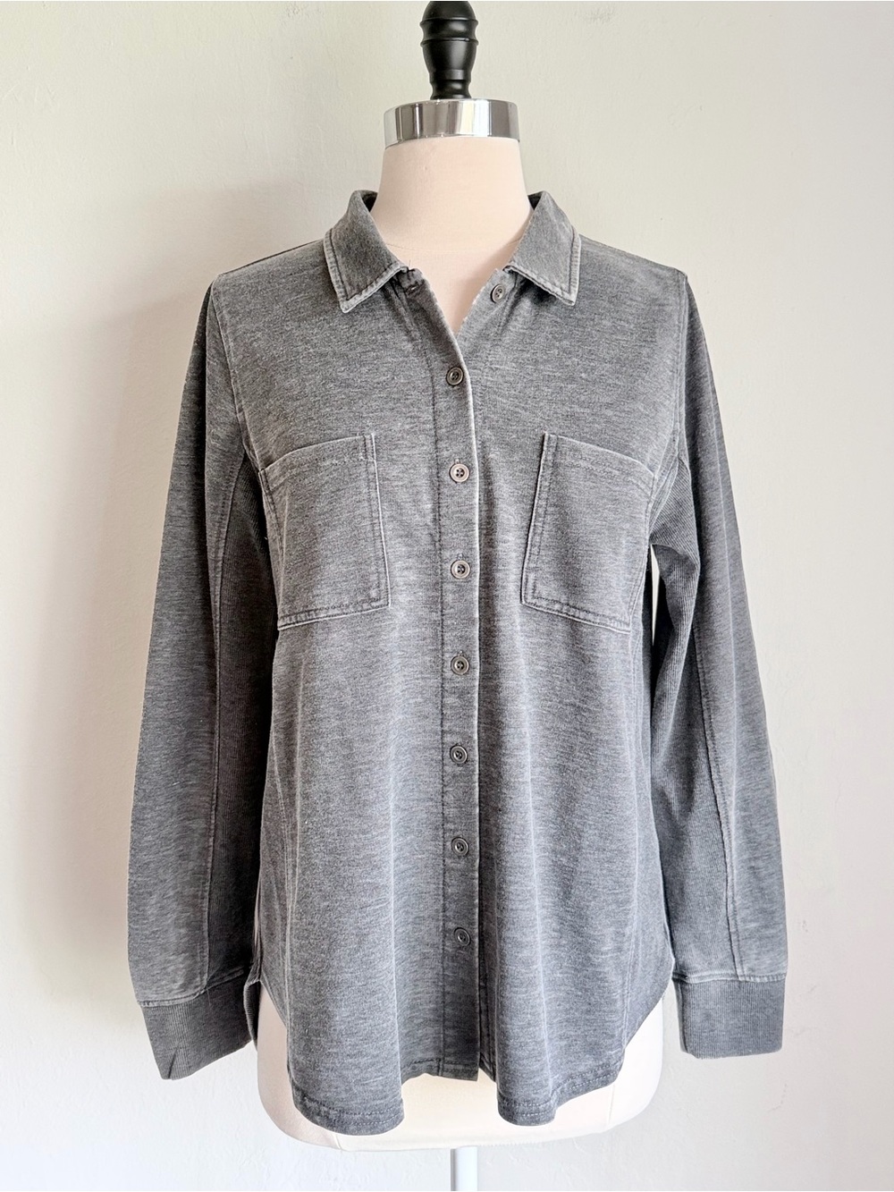 Jane & Delancey Charcoal Mineral Wash Shacket Button-Down Shirt, Medium, NWT